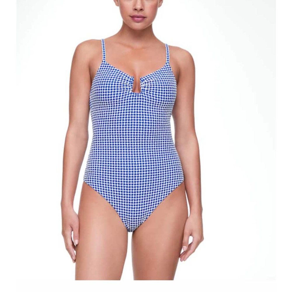 OYSHO Blue and White One Piece Swimwear Sz Small